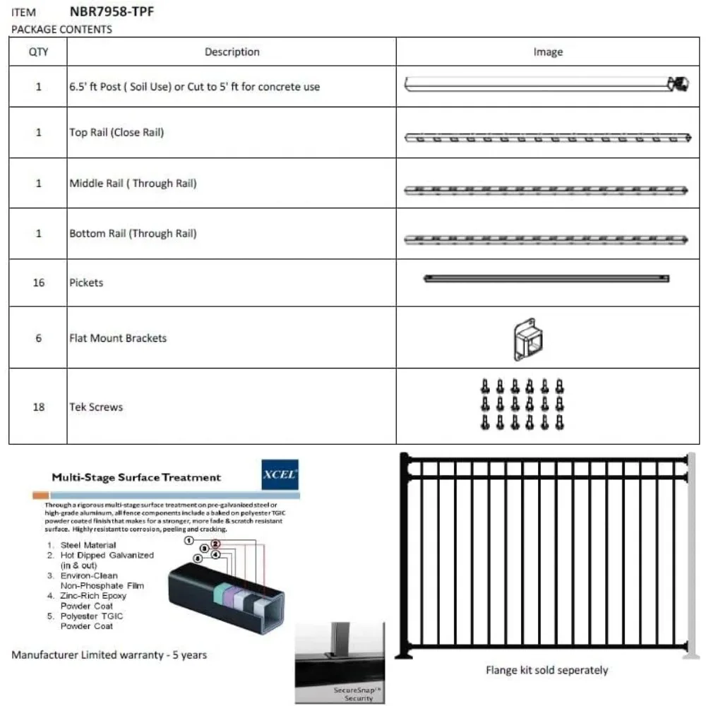 - Black Steel Fence Panel Style Easy Installation Fence Kit, Outdoor Fencing for Yard, Garden, 3-Rail Rackable, Include a Fence