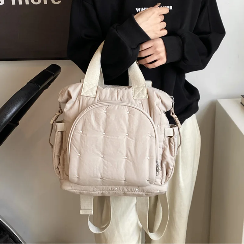 Fashion backpack for autumn and winter high-end sense niche embroidery cotton clothing bag women's large capacity hanging bag
