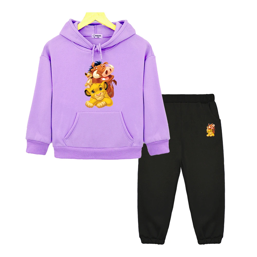 

Mufasa The Lion king boy girl Hooded Spor Sets Jacket pullover+pant Cartoon Anime hoodie Fleece sweatshirt kids boutique clothes