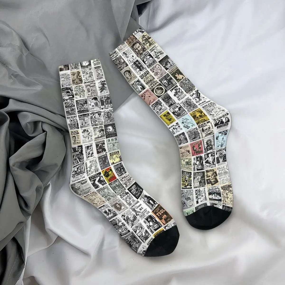 All Seasons Crew Stockings Vintage Punk Rock Flyers Socks Harajuku Long Socks for Men Women Valentine's Day Gifts