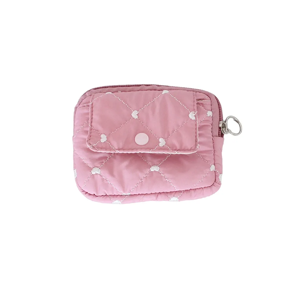 Portable Quilted Mini Earphone Bag Soft Cloth Cartoon Floral Coin Purse Lightweight Cute Earphone Pouch