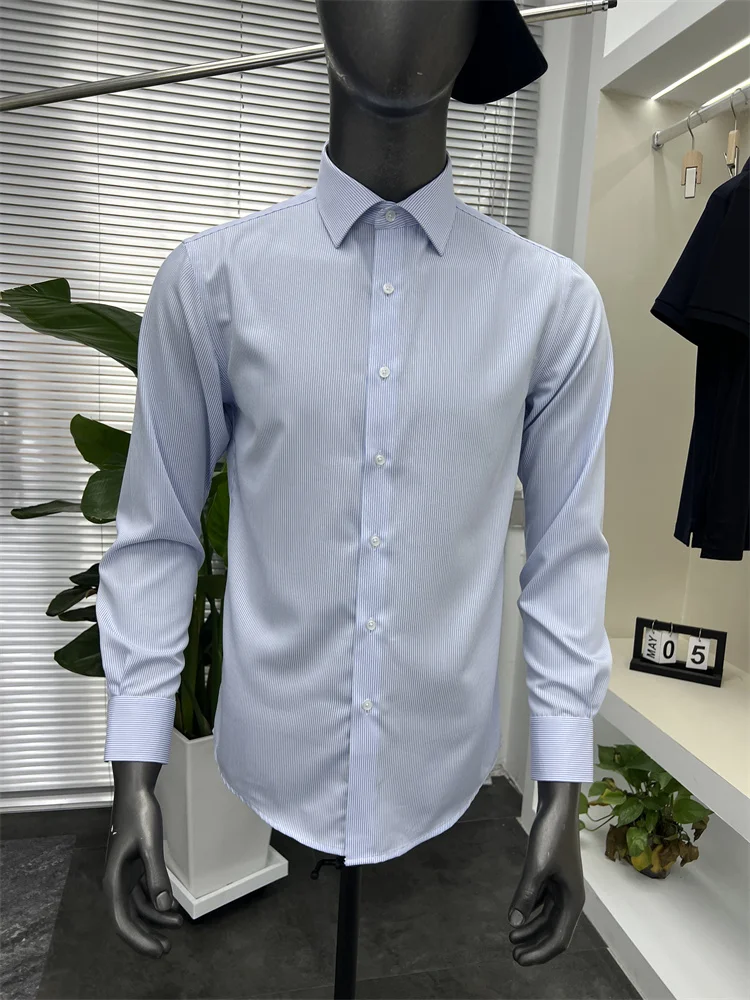 

Мужская повседневная рубашка Busin Casual Long Sve Slim Fit, не требующая глажки, модная, городская, универсальная, на все сезоны...