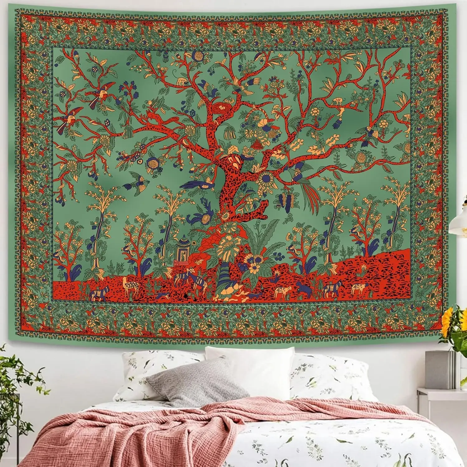 Tree of Life Tapestry, Aesthetic Indian Mandala Wall Hanging, Tie Dye Bohemian Tapestries Wall Art Décor for , Dorm, Living Room