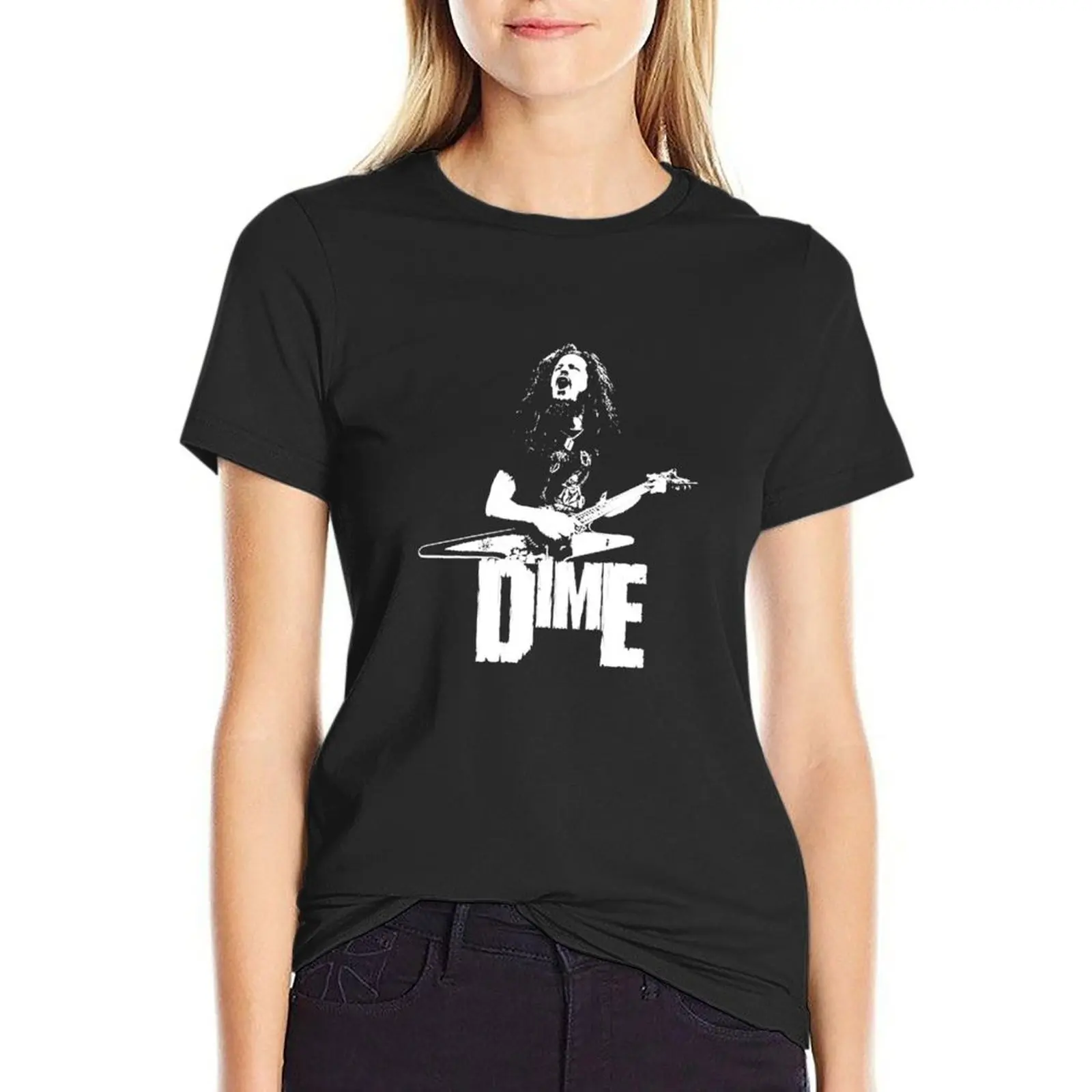 

Dime - White Stencil T-Shirt animal prinfor funny graphics t-shirts for Women pack