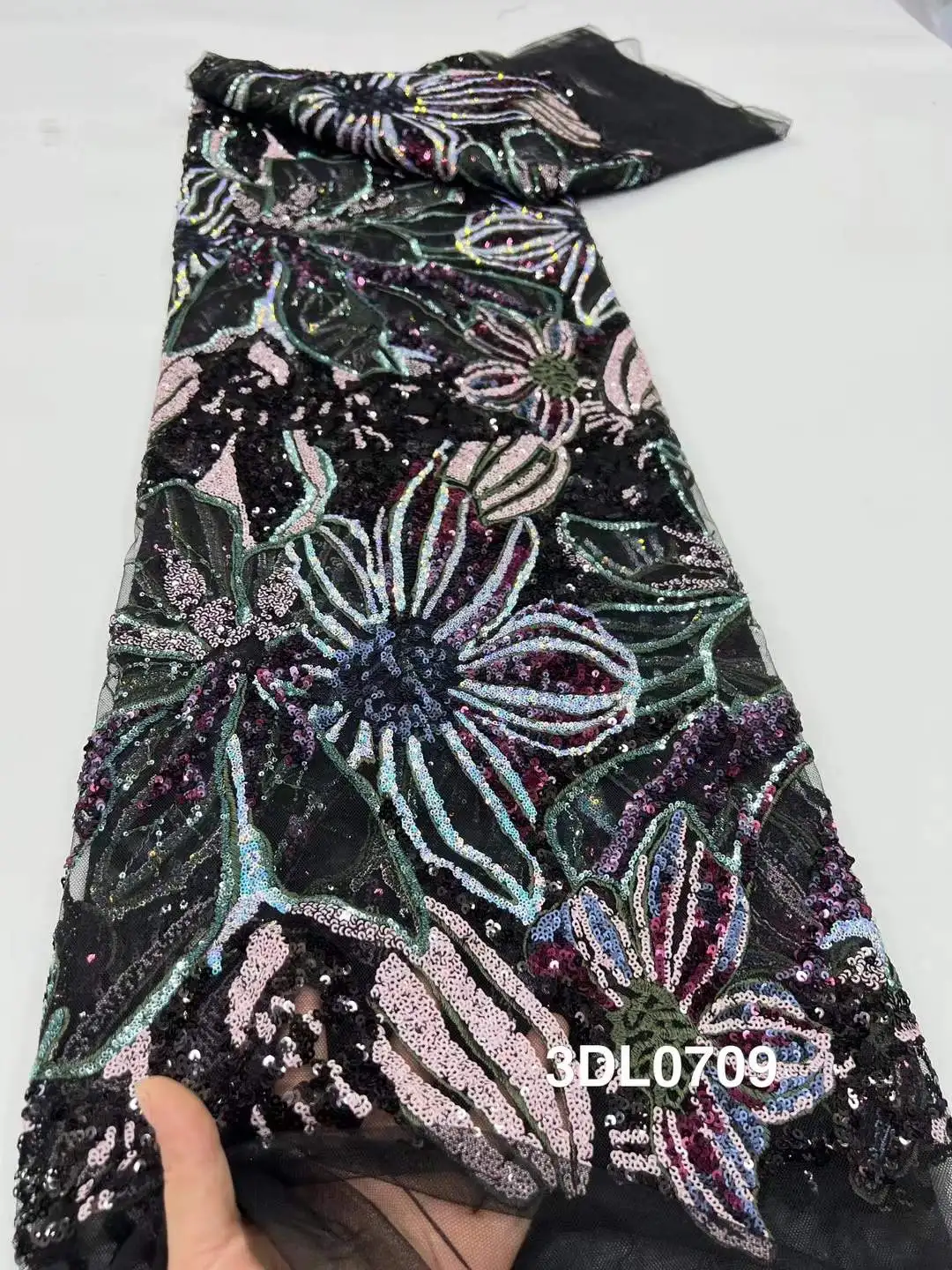 الجملة الترتر الأفريقي مطرز أقمشة الدانتيل 2025 شمسيّة دانتيل عالية الجودة 5 ياردة نسيج الدانتيل الفرنسي النيجيري أقمشة الدانتيل #2