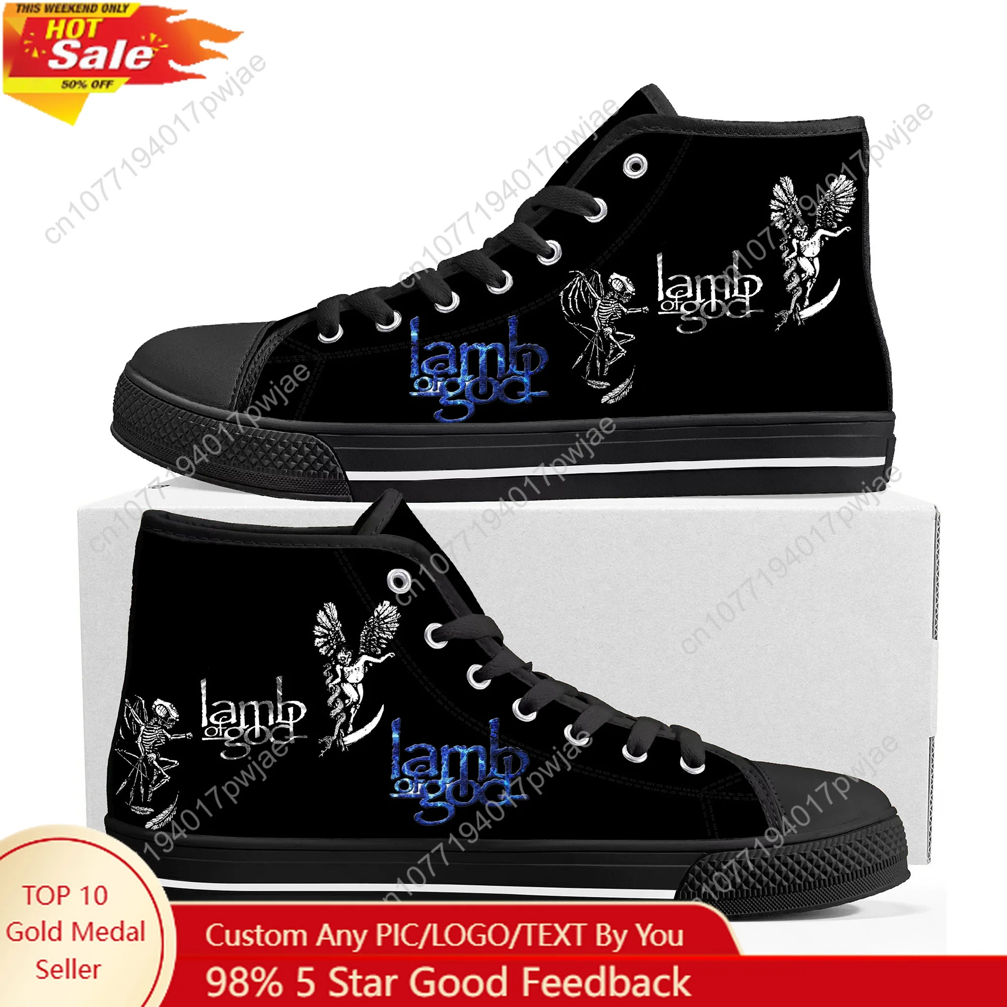 

Lamb of God Heavy Mental Band High Top Sneakers Mens Womens Lightweight Canvas Sneaker Ghana Hiking Casual Custom Shoes