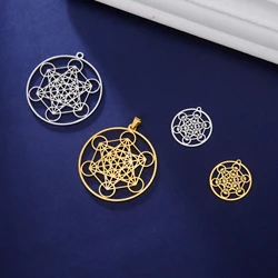 LIKGREAT Archangel Metatron Cube Pendant for Necklace Jewelry Making Stainless Steel Charm DIY Amulet Kabbalistic Tree of Life
