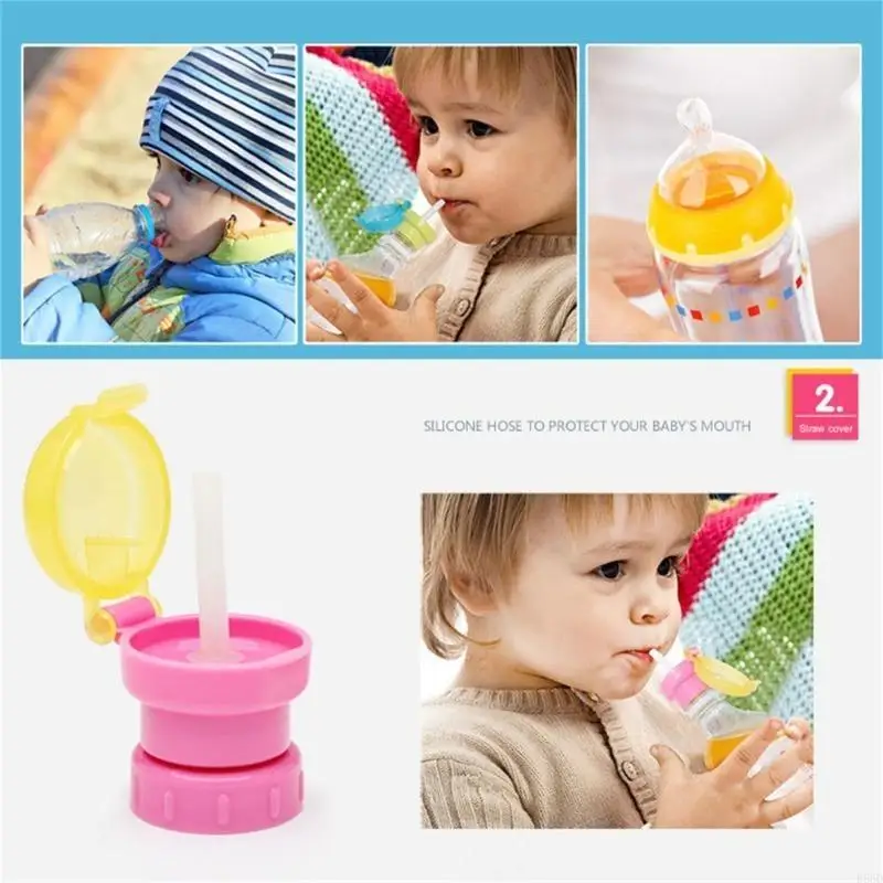 R66D Upgraded Spill Proof Water Bottle Straw Cap Portable Juice SodaBottle Cap