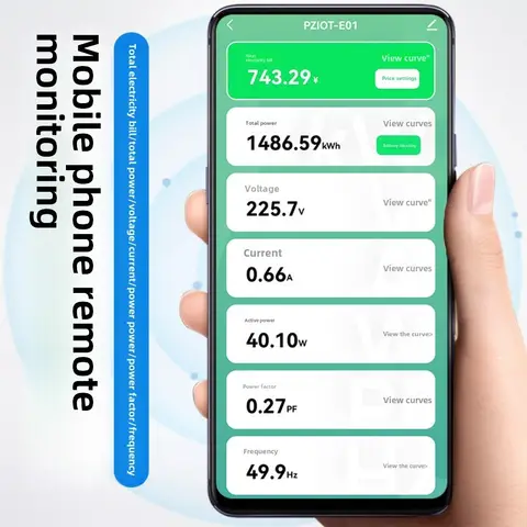 투야 와이파이 스마트 단상 에너지 계량기, 6 인 1 AC 전기 딘 레일, 스마트 소비 전력계, 전압계 전류계