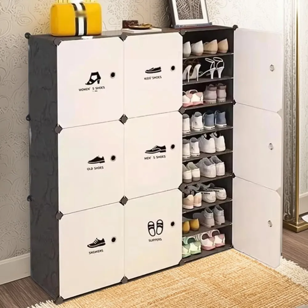 

Free Standing Shoe Rack Organizer - 3 Rows, 9 Layers, Holds 54 Shoes - Large Plastic Storage Cabinet