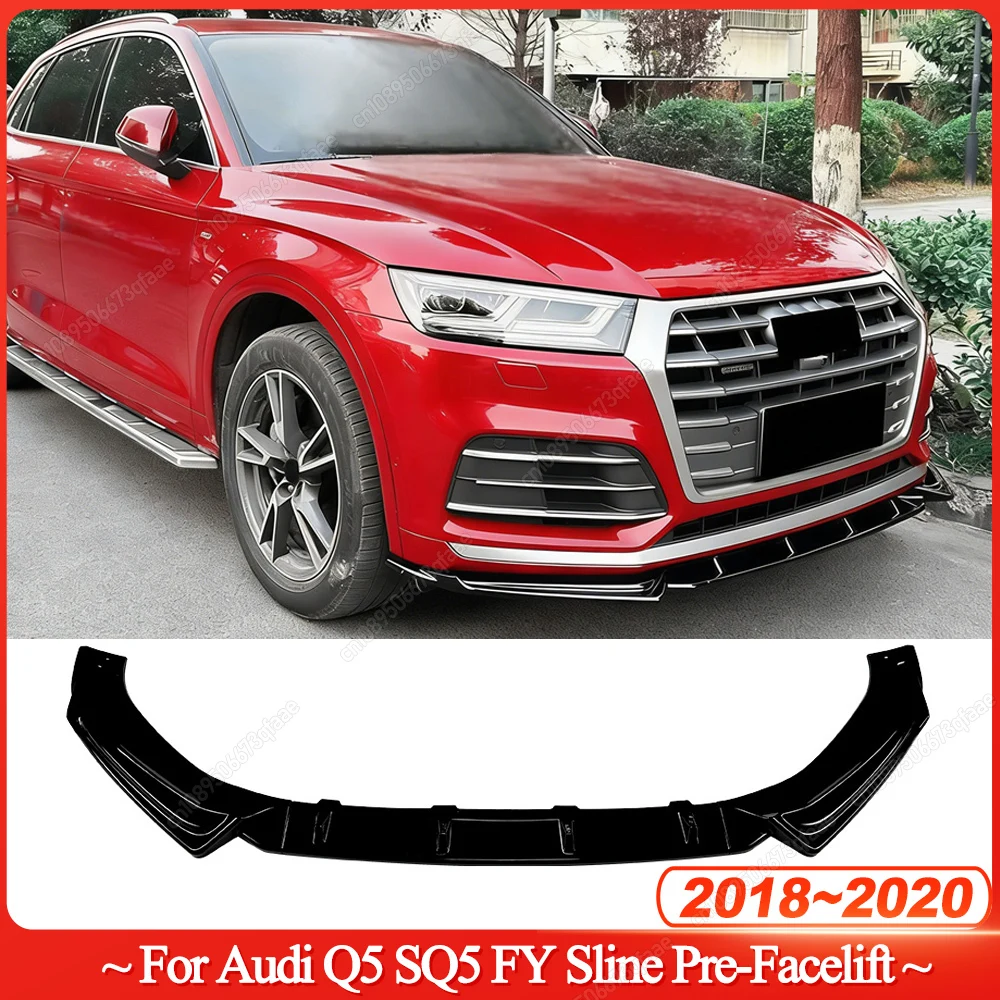 

Передний бампер, спойлер, диффузор, разветвитель для Audi Q5 SQ5 FY Sline 2018 2019 2020, предварительно подтягивающий ABS, глянцевый черный обвес, тюнинг