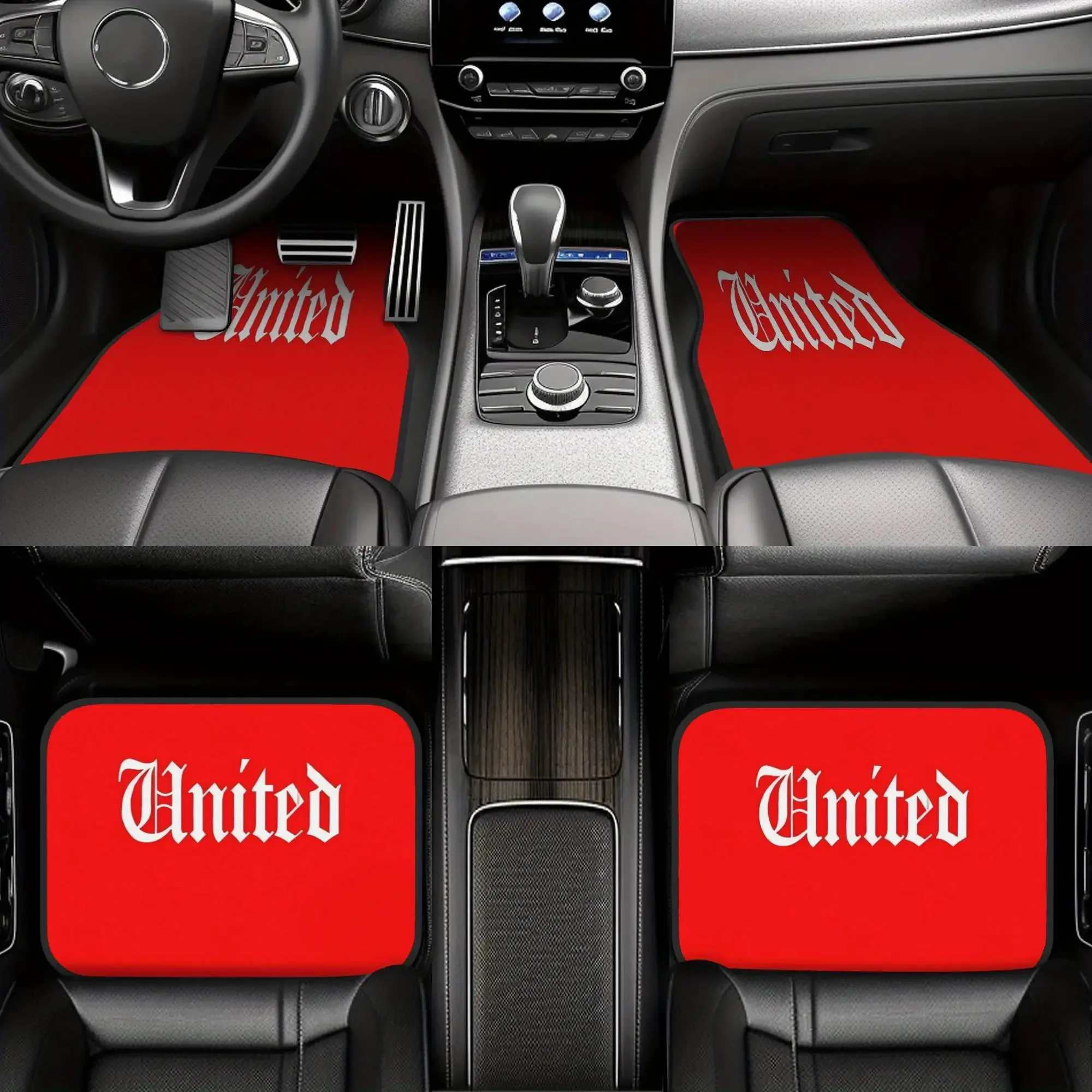 4pcs Devils Car Floor Mats | Durable Polyester Fiber, Universal Fit, Playful Design, Ideal For Halloween And Christmas Gifts