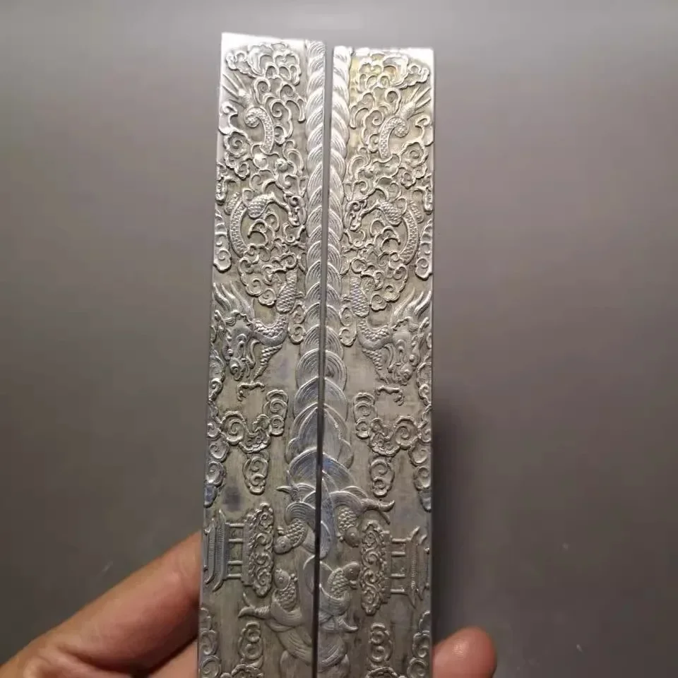 Old Decoration Miao Silver Carving Carp Leaping Over The Dragon Gate Usable Paperweight