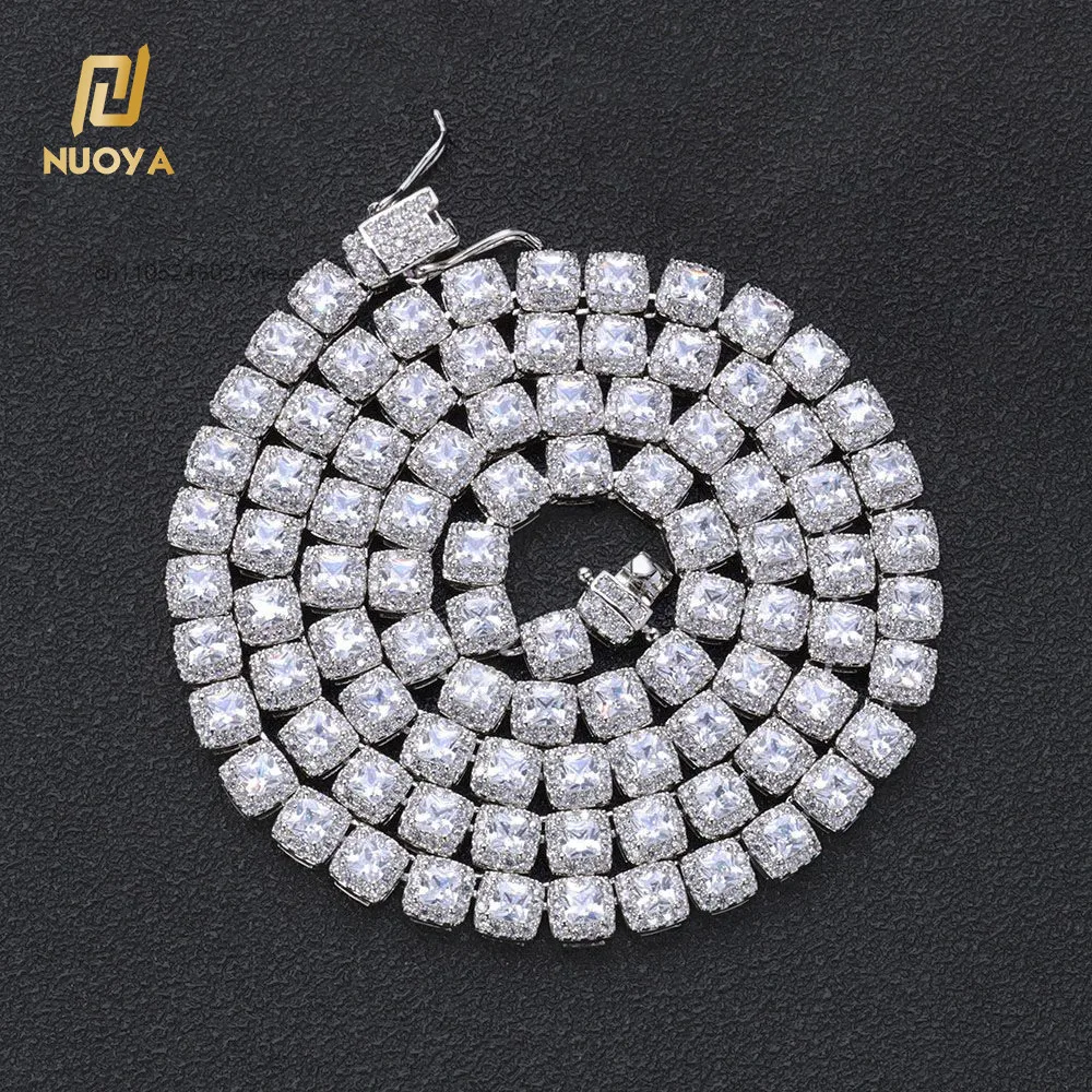 Moissanite S925 NUOYA Wholesale Premium 5mm Cluster Tennis Chain Choker Necklace Gold Plated Iced Out Moissanite Diamond