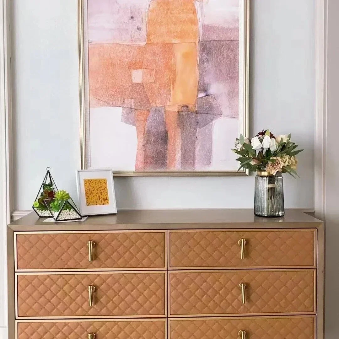 New American light luxury solid wood metal bucket cabinet solid wood bucket cabinet