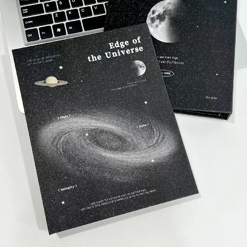 Black cosmic galaxy A5 card album with fine glitter, hard cover, loose-leaf postcard album, photo card storage album