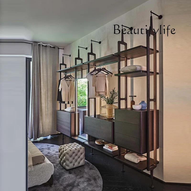 F Pure Solid Wood Italian Minimalist Fully Open Coat Rack System Multi-functional Combination Locker Rack