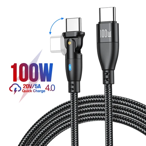Кабель USB-C 100W 5A для быстрой зарядки MacBook, Xiaomi, iPad, Samsung