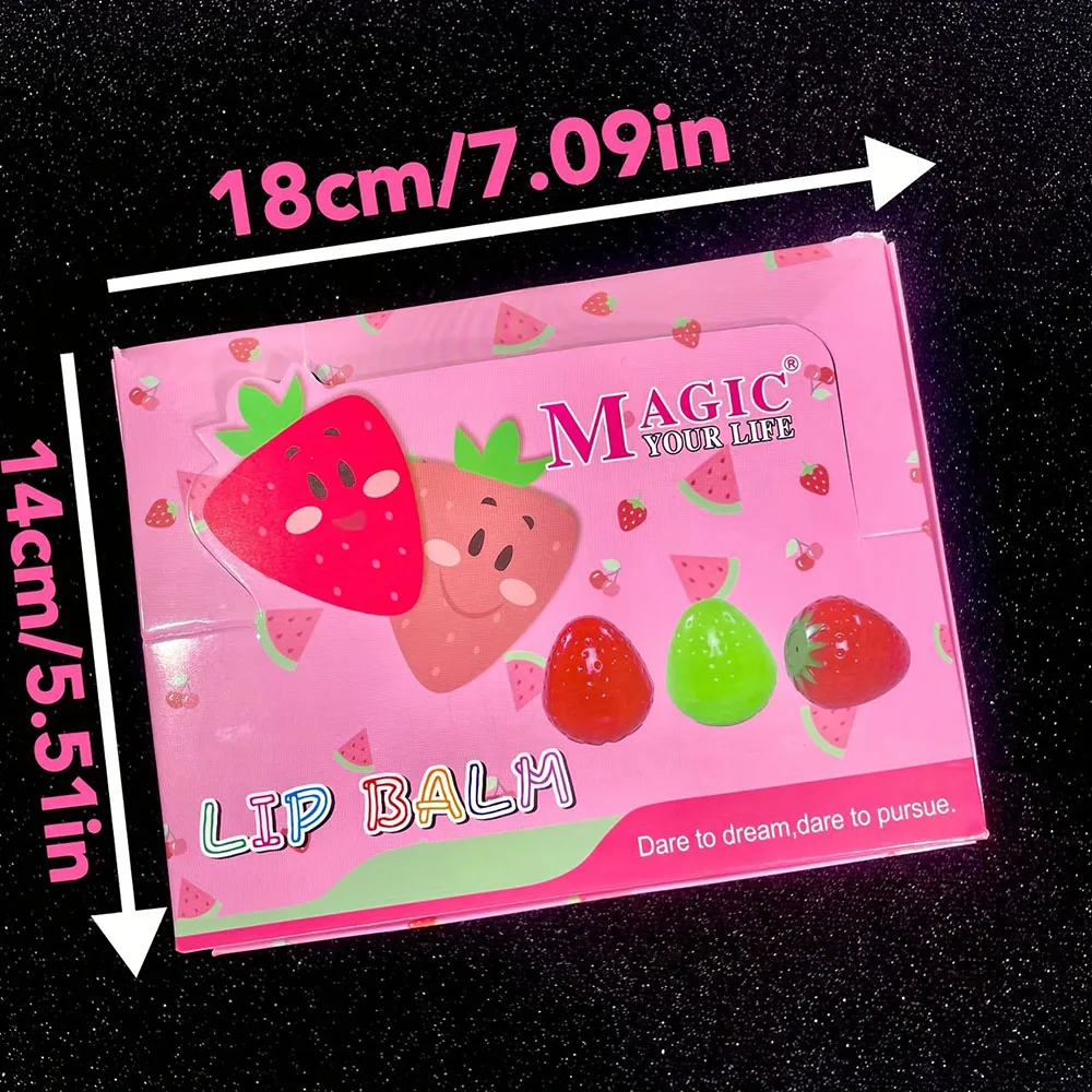24 قطعة بلسم الشفاه الفراولة الجميلة على شكل فراولة جميلة بلسم الشفاه المرطب طويل الأمد لهدايا حفلات عيد الحب #5