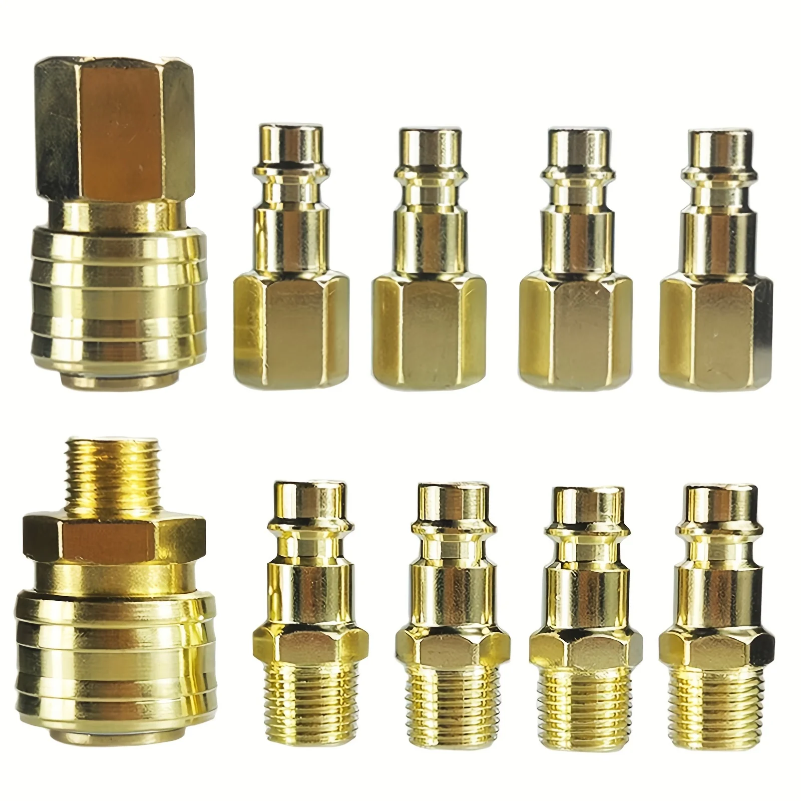 Euro  Air Coupler and Plug Kit 10pcs Female Quick Release Coupler with 1/4''BSP Female/Male Thread Male Fitting