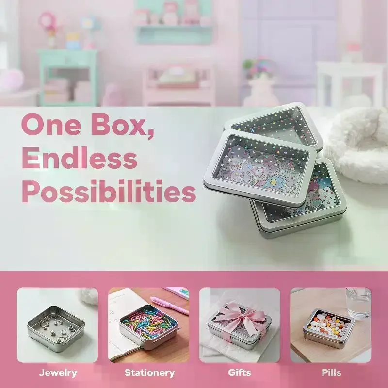Cute Four Leaf Clover Earring Storage Box Durable Plastic Desktop Organizer for Cards Badges Small Accessories
