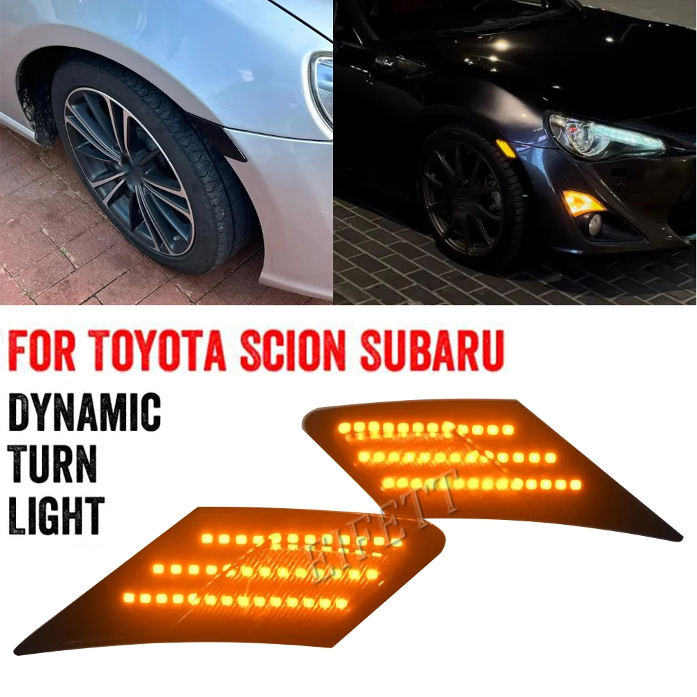 

2 шт. динамические светодиодные боковые габаритные огни, указатель поворота, мигалка для Toyota FT86 GT86 Scion FR-S для Subaru BRZ 2012-20