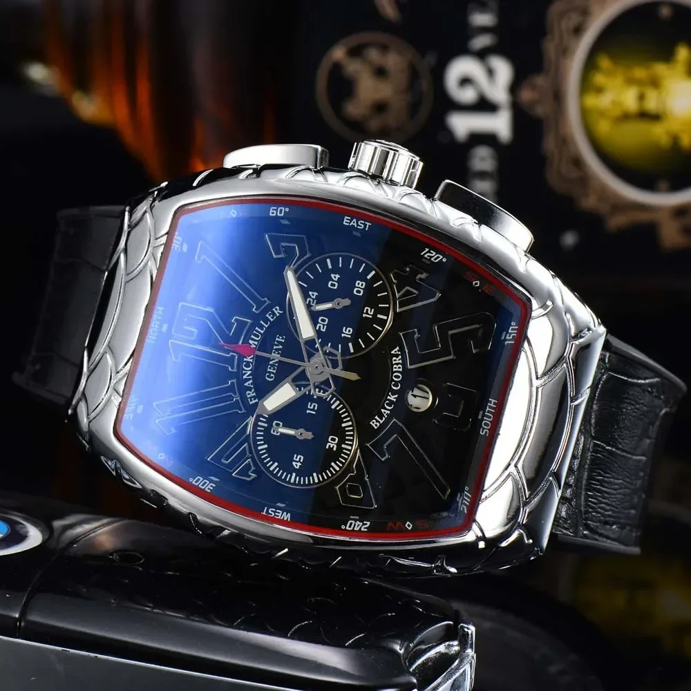 Top FRANCK Original Brand Geneva Watches For Mens High Quality Multifunction Chronograph WristWatch Business Sports AAA Clocks