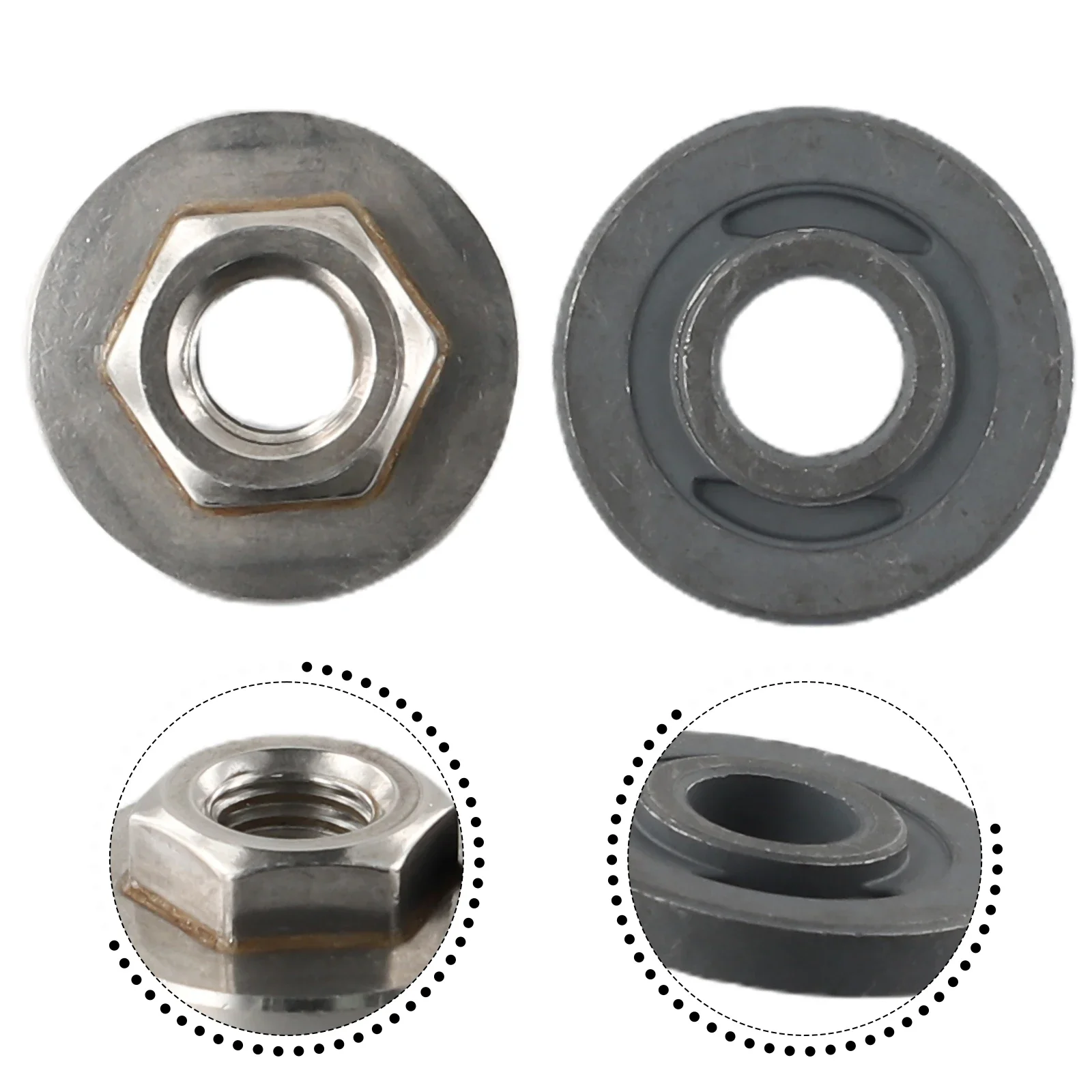 2Pcs M10 Angle Grinder Hexagon Flange Nut Quick Release Locking Set Tool For 100 Type Thread Inner Outer Flange