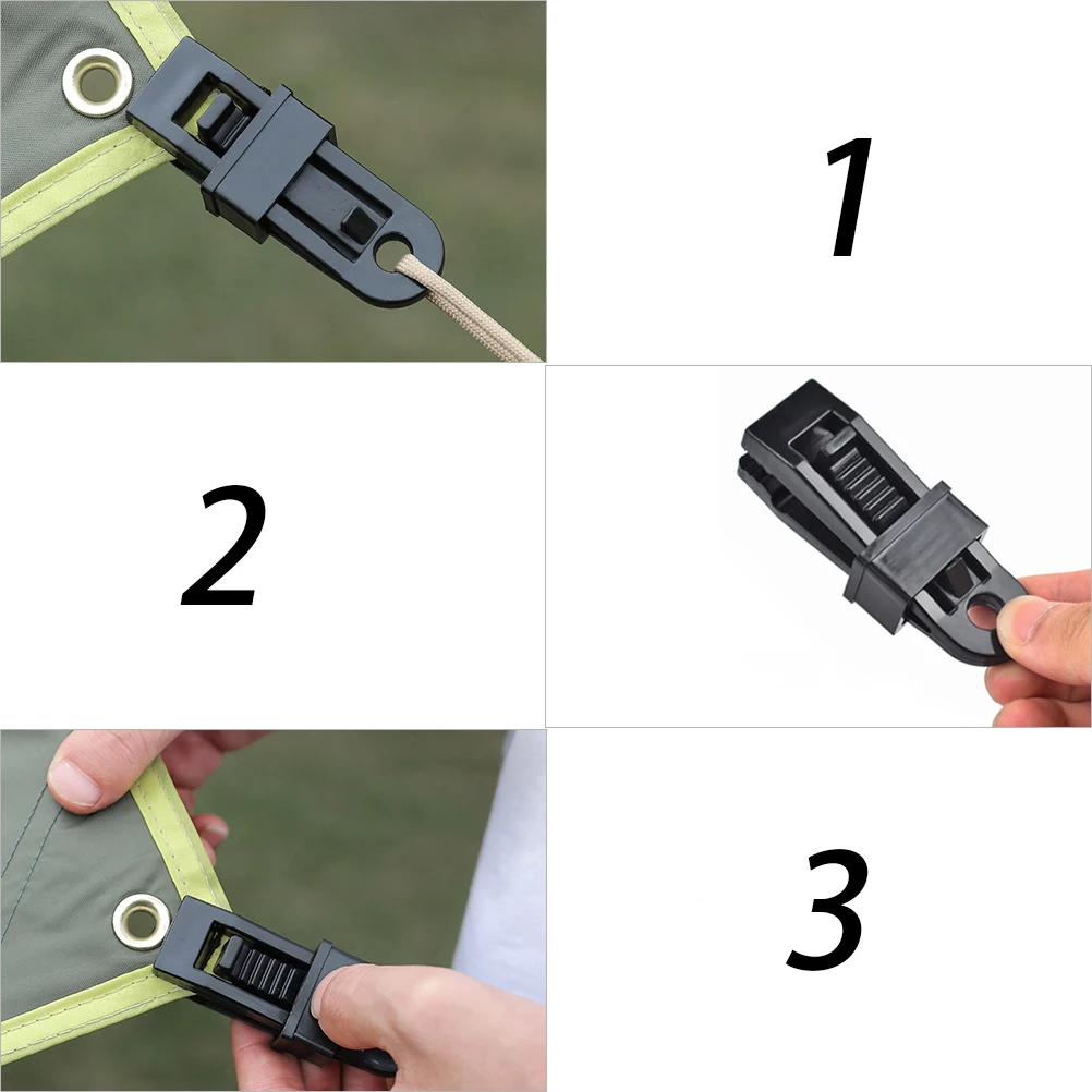 

10Pcs Tent Clamp Plastic Heavy Duty Sliding Lock Outdoor Camping Tarp Clip Wind Rope Buckles Awning Accessories