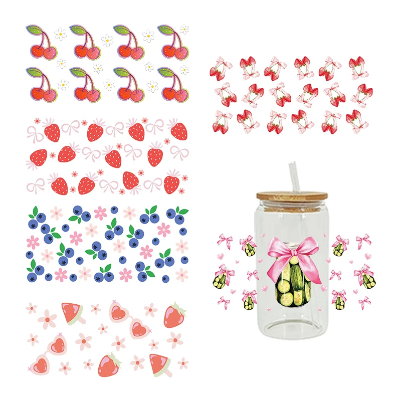 3D UV DTF Transfers Stickers 16oz Cup Wraps Food Fruit Blueberry Printed For DIY Glass Ceramic Metal Leather Etc. D15352