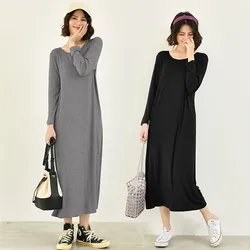 Fdfklak-camisones de manga larga para mujer, ropa de dormir de algodón, vestido de noche, ropa de exterior, otoño e invierno, novedad