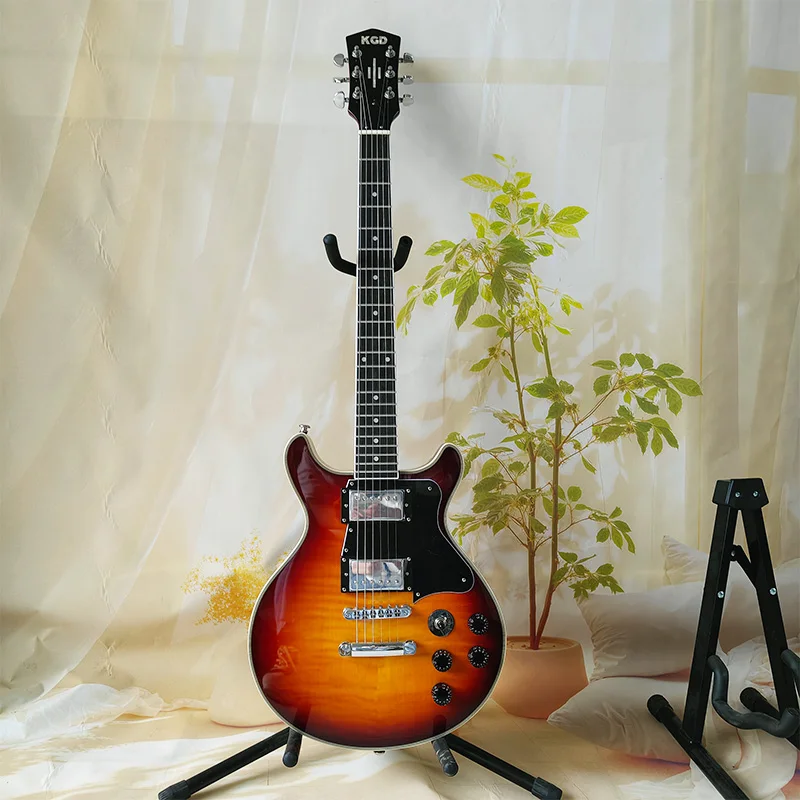 Looks and sound both on point! KGD Tiger Stripe Electric Guitar, a great choice for musicians leveling up their performances, 22