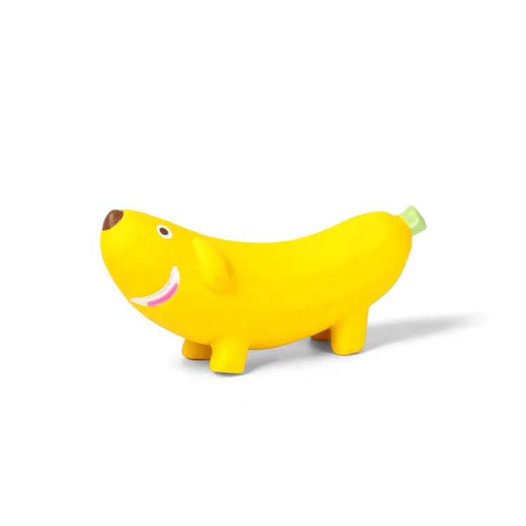 New Non Toxic Natural Latex Dog Toy Fruit Banana Pear Soft Rubber Toy Durable Squeaky Pet Chew Toys For Small Medium Large Dogs