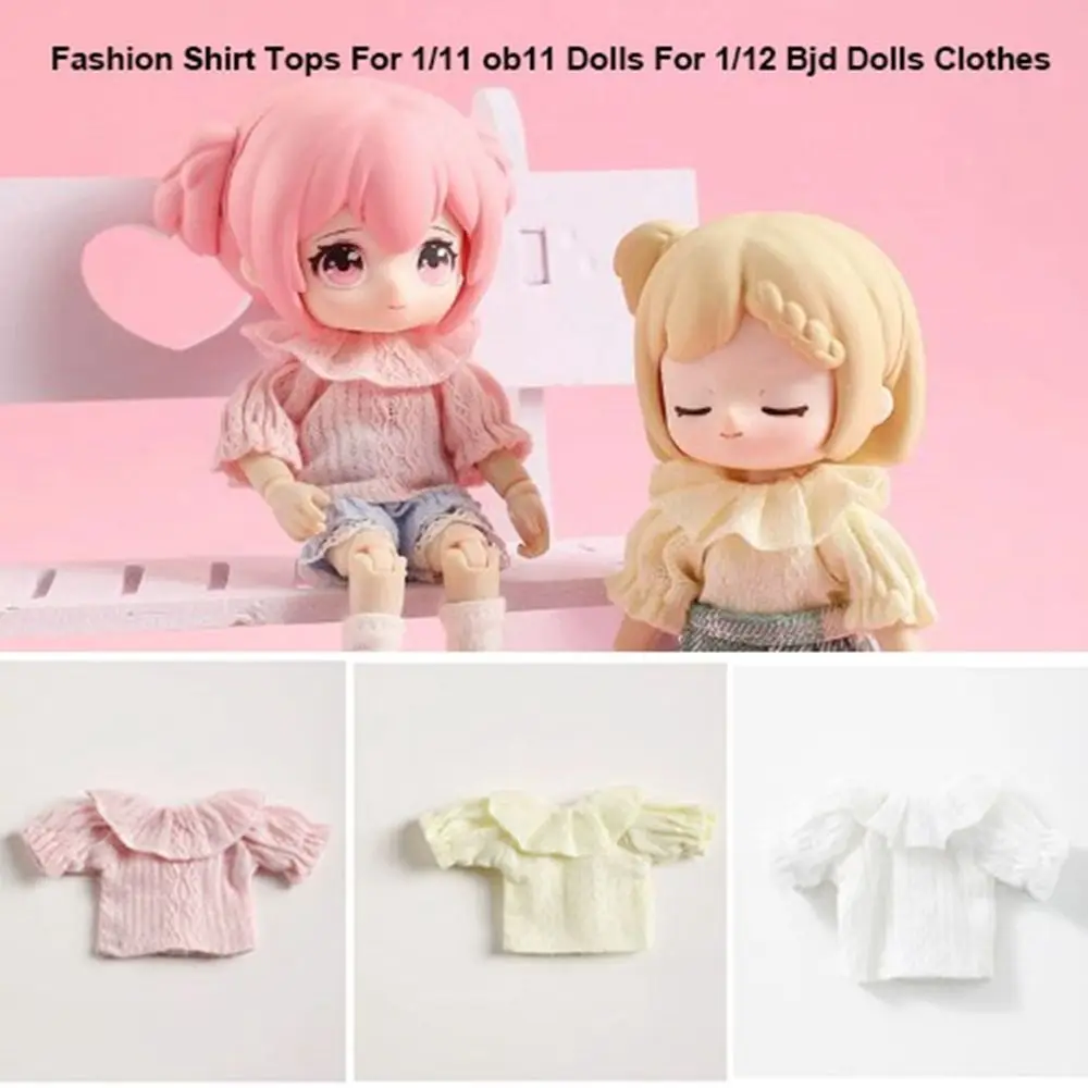 Fashion Doll Shirt Tops Casual Wear Gift Toys Long/Short Sleeve Shirts 3 Colors for 1/11 ob11 Dolls For 1/12 Bjd Dolls