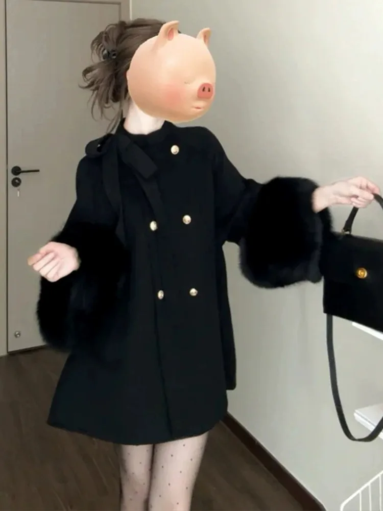 

Hebe Sle Little Fraance Thiened Woolen Coat Women's Winter Large Size Plump MM High-End Feeling Mid-Length Tweed Coat