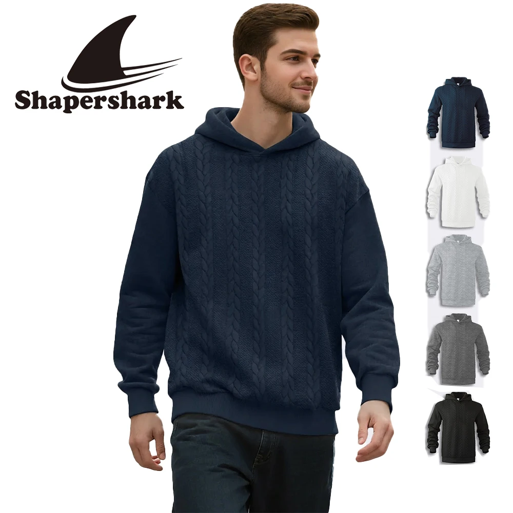 

The latest men's autumn and winter casual hooded knitted sweater, men's velvet high-weight knitted sweater long-sleeved top