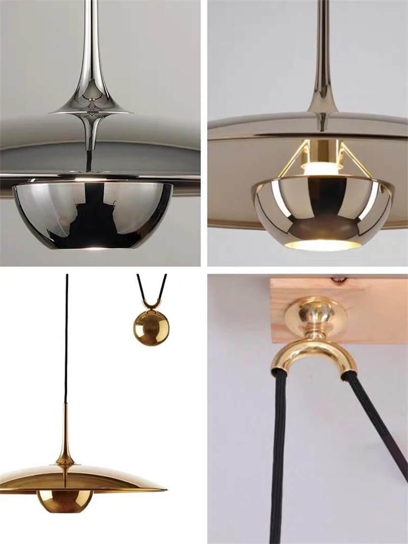 Creative Pulley Chandelier Simple Flying Saucer Style Hanglamp for Dining Room Store Loft Pendant Light Chrome Gold Lighting Fix