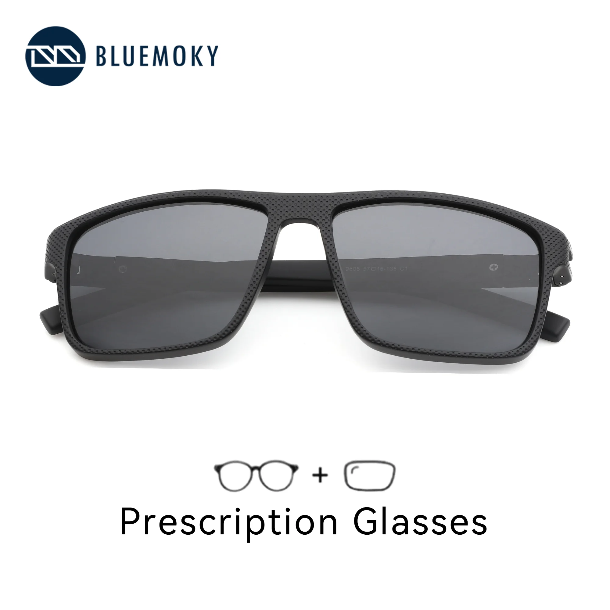 

BLUEMOKY L Size Fashion Sport Square TR90 Polarized Sunglasses Prescription For Men UV400 Myopia Optical Sun Glasses
