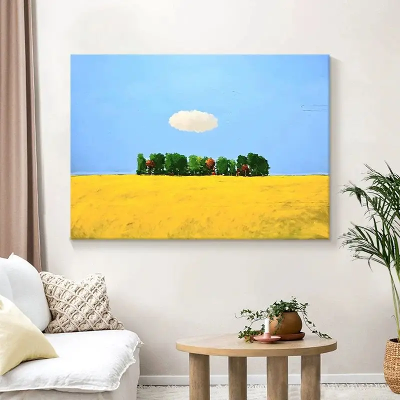 Living Room Simple Hand-Painted Oil Painting Field Scenery Decoration Painting Living Home Decoration Bedroom Dining Room Sofa