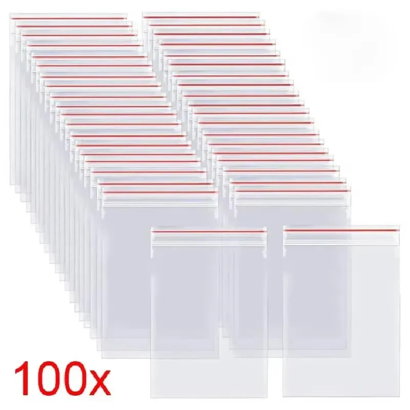 100/200/300pcs Small Zip Lock Plastic Bag Reclosable Transparent Bag Shoe Bag Vacuum Bag Poly Clear Bags Thickness 0.05mm