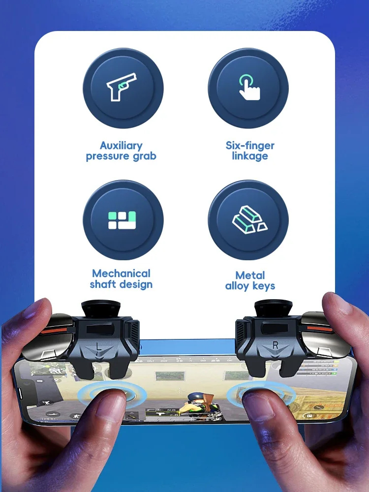 DATA FROG Six Fingers G21 Mobile Game Trigger for PUBG Phone Aim Shooting L1 R1 Key Alloy Button for Universal Gamepad Joystick - view 4