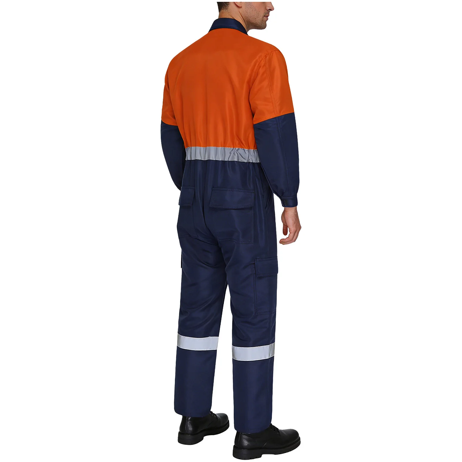 أفرول رجالي احترافي متعدد الجيوب بتصميم عاكس للضوء وسحاب أمامي، بدلة عمل كاملة للملابس الصناعية
