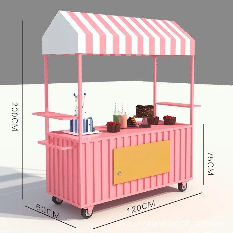 

Commercial street square food cart trolley night market mobile stall car wrought iron display stand float stall activity shed