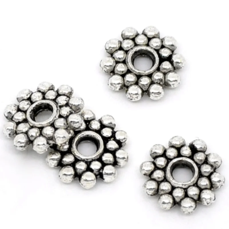 Vintage Beads Flower Snowflake Spacers Beads DIY Making Necklace Bracelet Metal Loose Beads Women Jewelry Findings,50-1000PCs