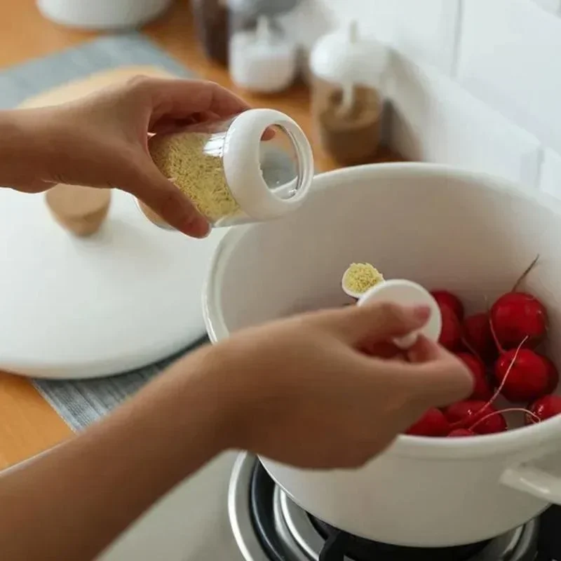 Round Spice Jar with Lid Spoon Seasoning Bottle Condiment Box Seal Box Kitchen Organizer  посуда для кухни
