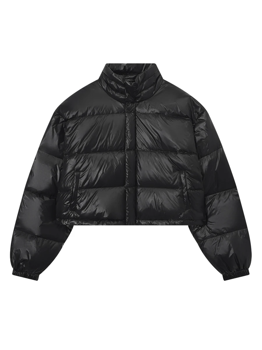 

IAMCPLUS коврик Leather Surface Down Jaet 2025AW женское теплое пальто Thi Long Sve ort на молнии без капюшона