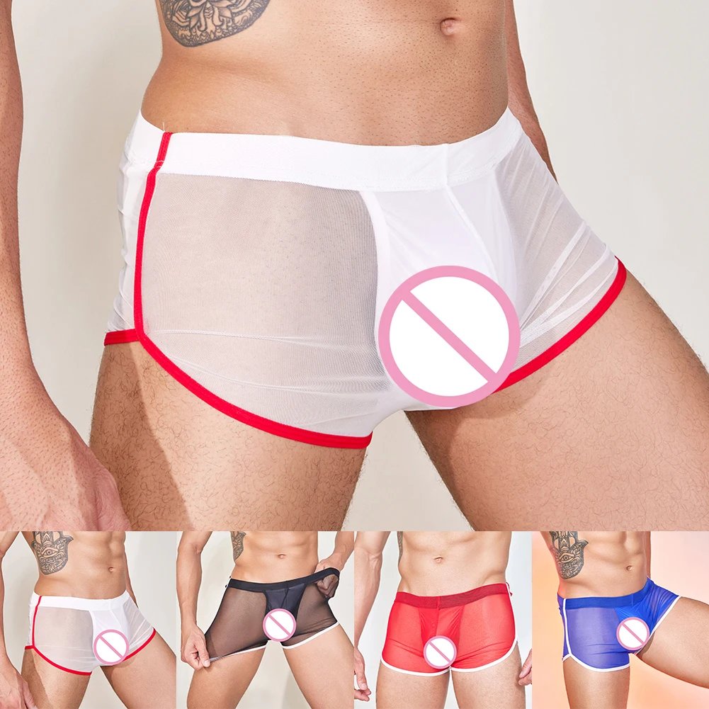 

Men Sexy Underwear Ultra-thin Panties See Through Lingerie Breathable Boxer Shorts Low Waist Mesh Panties Breathable Underpants