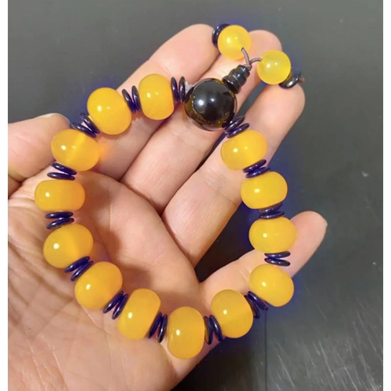 Source Jade Jewelry Style a for Women Goods Yellow Agate Ice-like Abacus Bead Bracelet Ornament