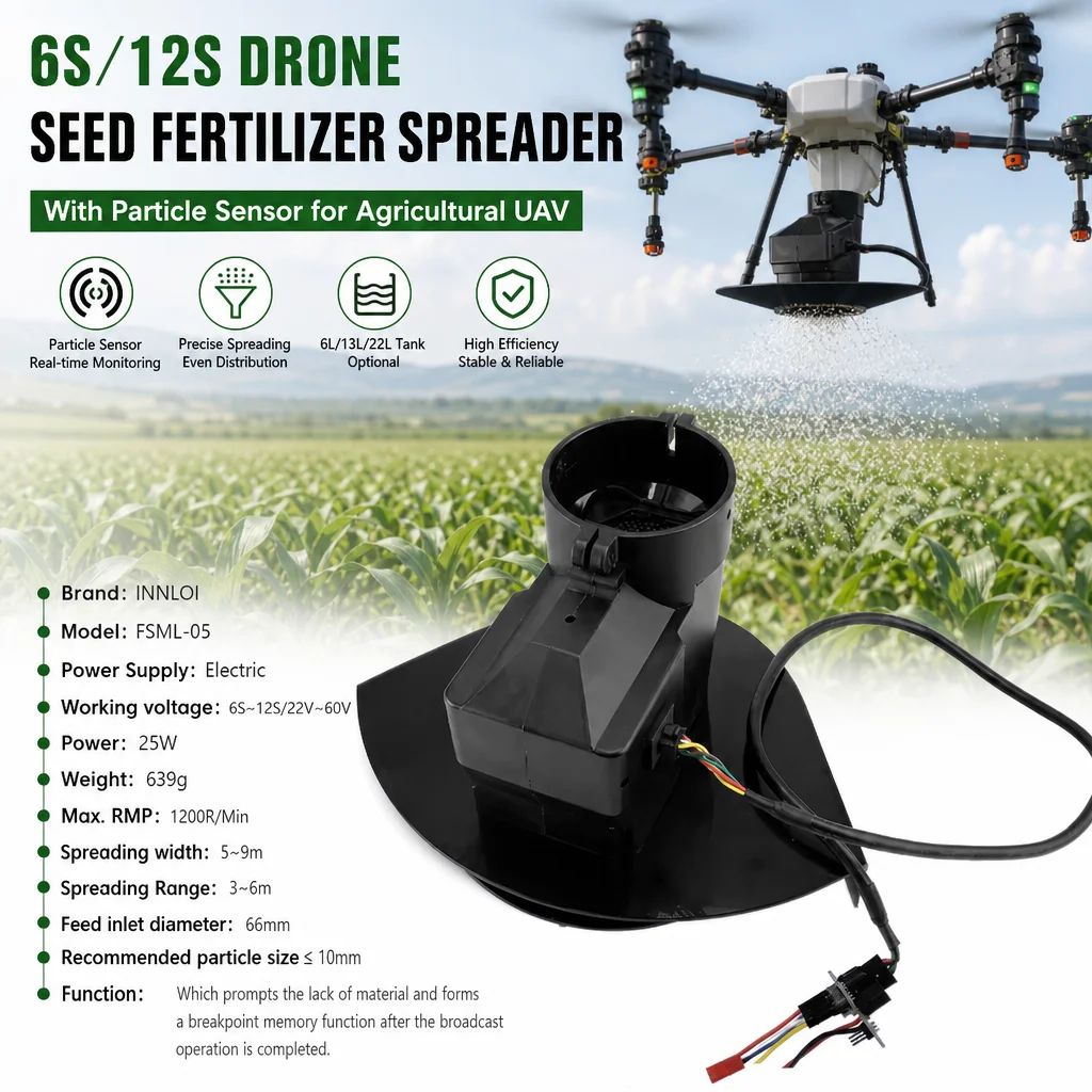 

XAERO 6S 12S Drone Seed Fertilizer Spreader with Particle Sensor for 6L 13L 22L Tank Agricultural UAV
