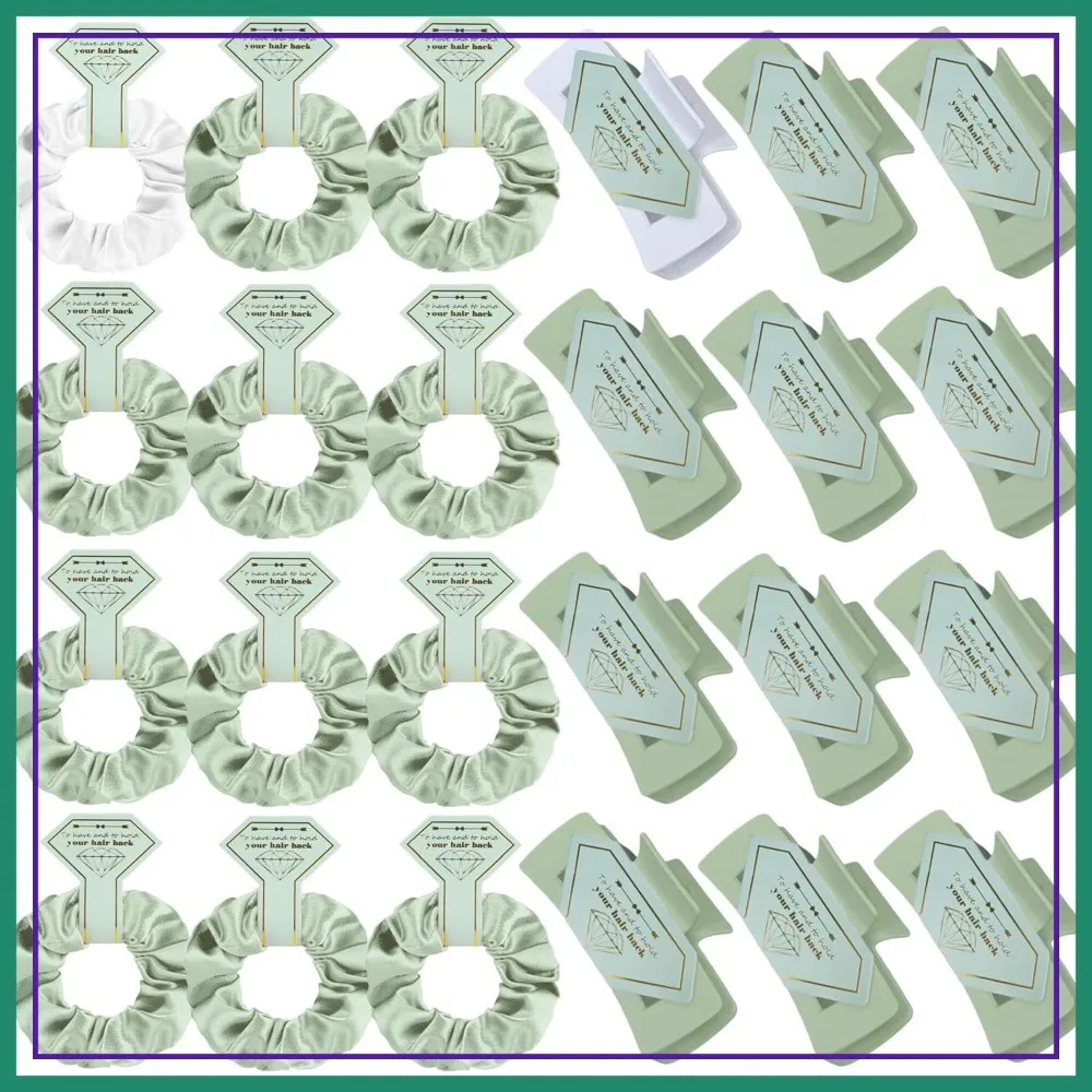 

Bridesmaid Proposal Gifts 12pcs Hair Claw Clips & 12pcs Satin Hair Ties Scrunchies Bachelorette Party Bridal Shower Present Wedding Party Favors White Sage Green